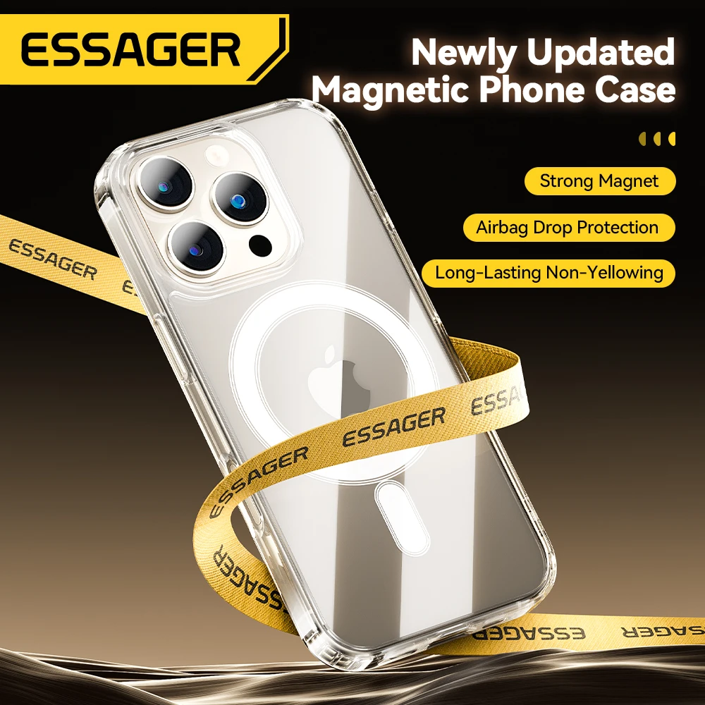 Essager Magesafe Magnetic Transparent Wireless Charge Case For iPhone 16 Plus Pro Max Shockproof PC Cover