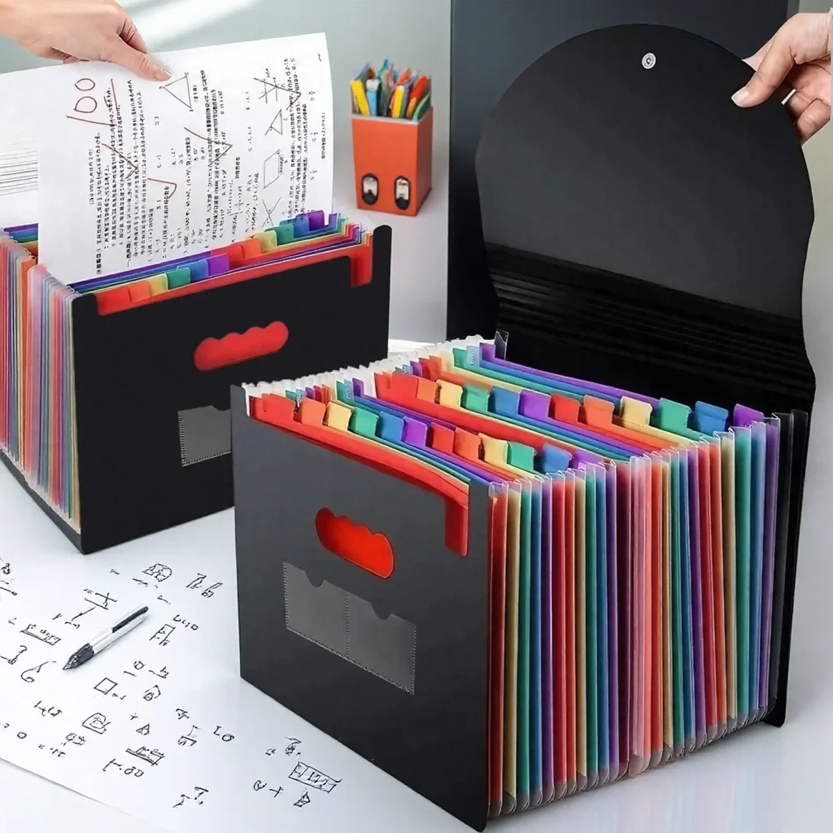 

Durable Waterproof 1325 Grid Accordion File Folder Office Document Storage Bag Three Side Sealed Flap Design