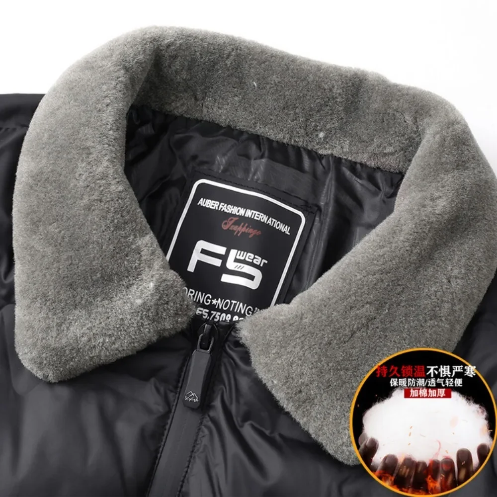 Chaqueta de algodón gruesa para hombre, abrigo corto con cuello de terciopelo, Parkas de diseño cálido y a prueba de viento