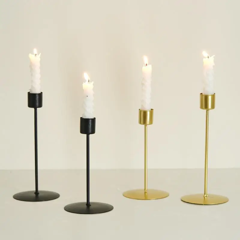 Image 3: Décor de salon, bougeoirs dorés de style européen, idéaux pour les décorations de mariage et de fête