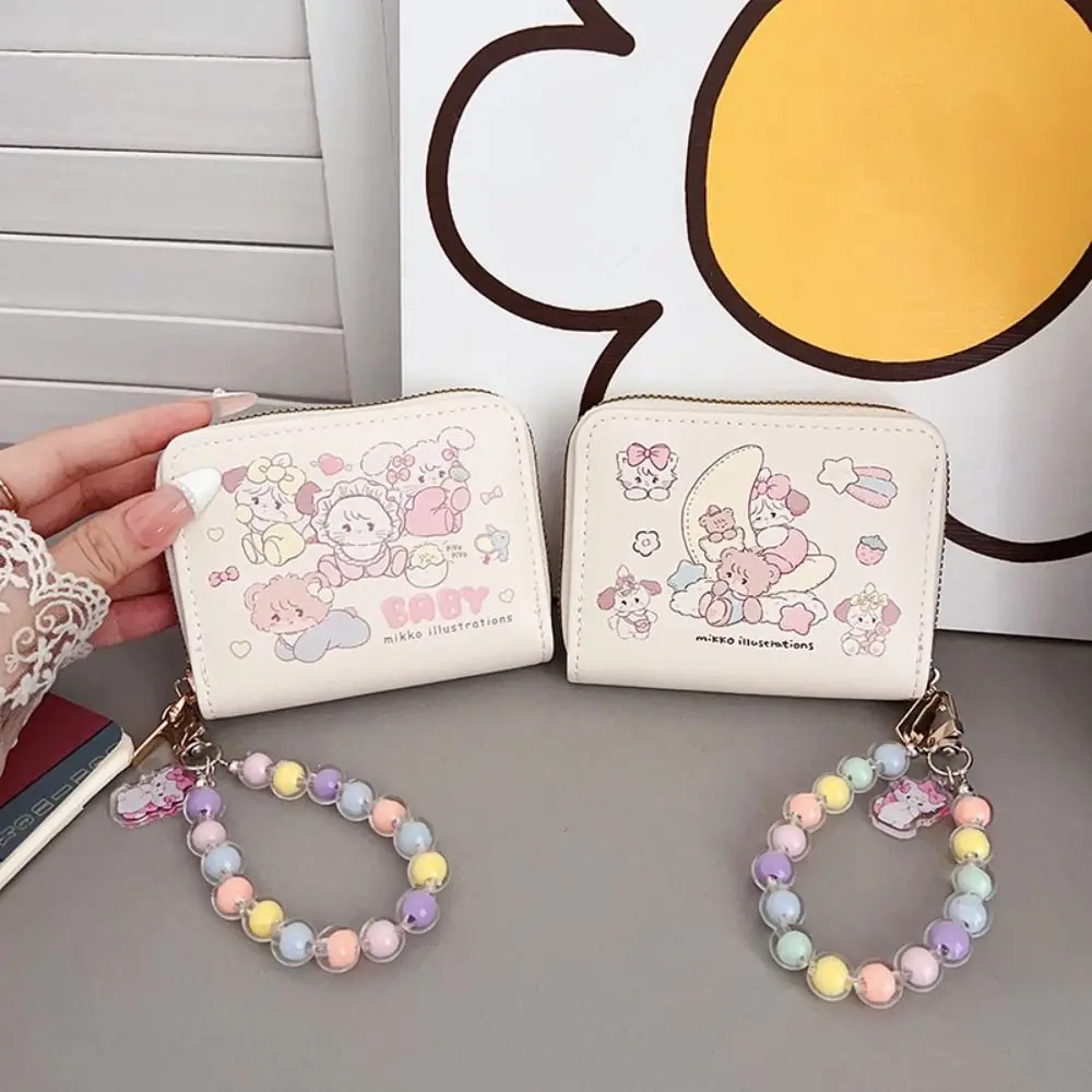 น่ารัก PU หนังสั้นกระเป๋าสตางค์เชือกจี้ Mikko เงินกระเป๋ามินิบัตรเครดิตผู้ถือกระเป๋าสตางค์ของขวัญ