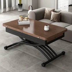 Modern multi-functional home lifting rock slab coffee table dining table dual-purpose integrated tempered 100cm table