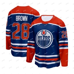 Men Kids Hockey Jersey Adult Teenager Team Top T Shirt Sports Train Tee Children Boys Women Edmonton Oilers Clothing Hot 24/25