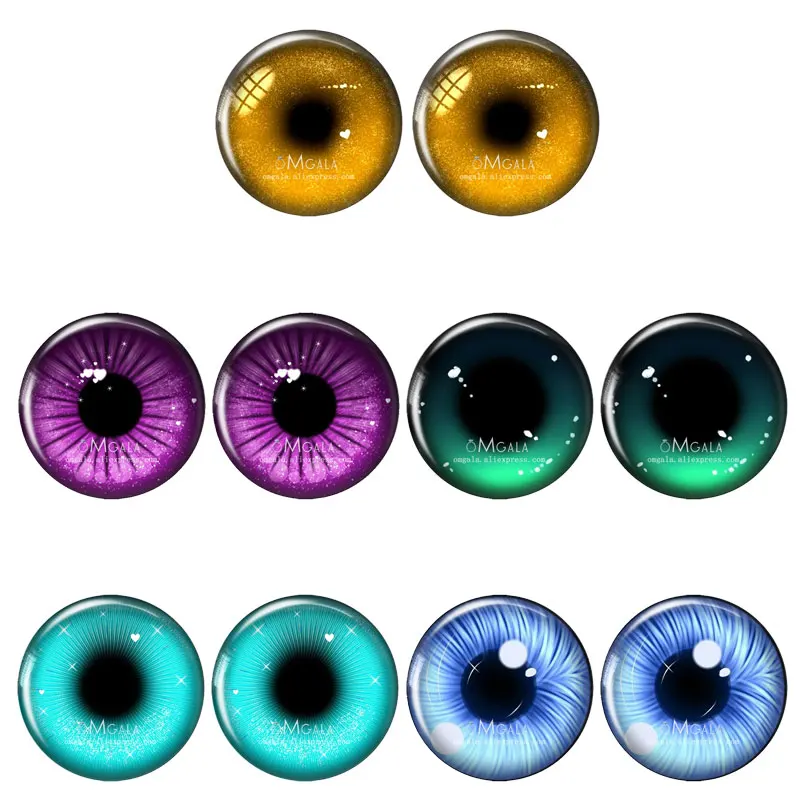 10pcs 5 쌍 블링 드래곤 눈 고양이 눈 장난감 12mm 14mm 16mm 20mm 25mm 30mm 수제 사진 유리 카보 숑 DIY 액세서리 만들기