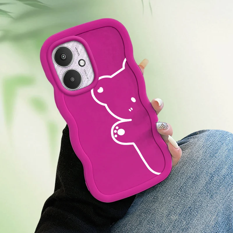 Divertente Gatto Onda di Modo Cassa Del Telefono Per Xiaomi 14T POCO C50 C51 C55 C65 X3 X5 X6 X7 M6 Pro Morbida Protettiva Macaron copertura