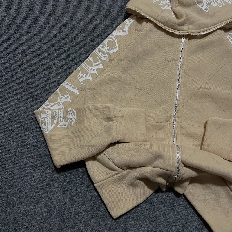 رسالة مطبوعة الأزياء قلنسوة بسحاب الرجال Y2k القوطية الشرير الأمريكية شارع العليا العصرية العلامة التجارية المتضخم البلوز النساء #2