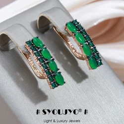 SYOUJYO Green Opal Natural Zircon Drop Earrings For Women 585 Rose Golden Bride Wedding Jewelry Black Plating Vintage Earring