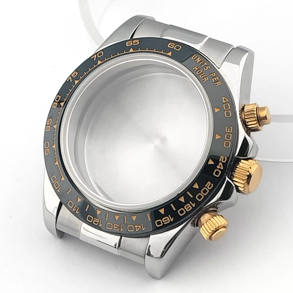 39,3-mm-Uhrgehäuse aus Metall, Gummiarmband, Saphirglas, passend für das VK63-Uhrwerk, silberfarben, roségoldfarben, schwarz, Uhrenzubehörteile, kann zusammengebaut werden. – Detail 25