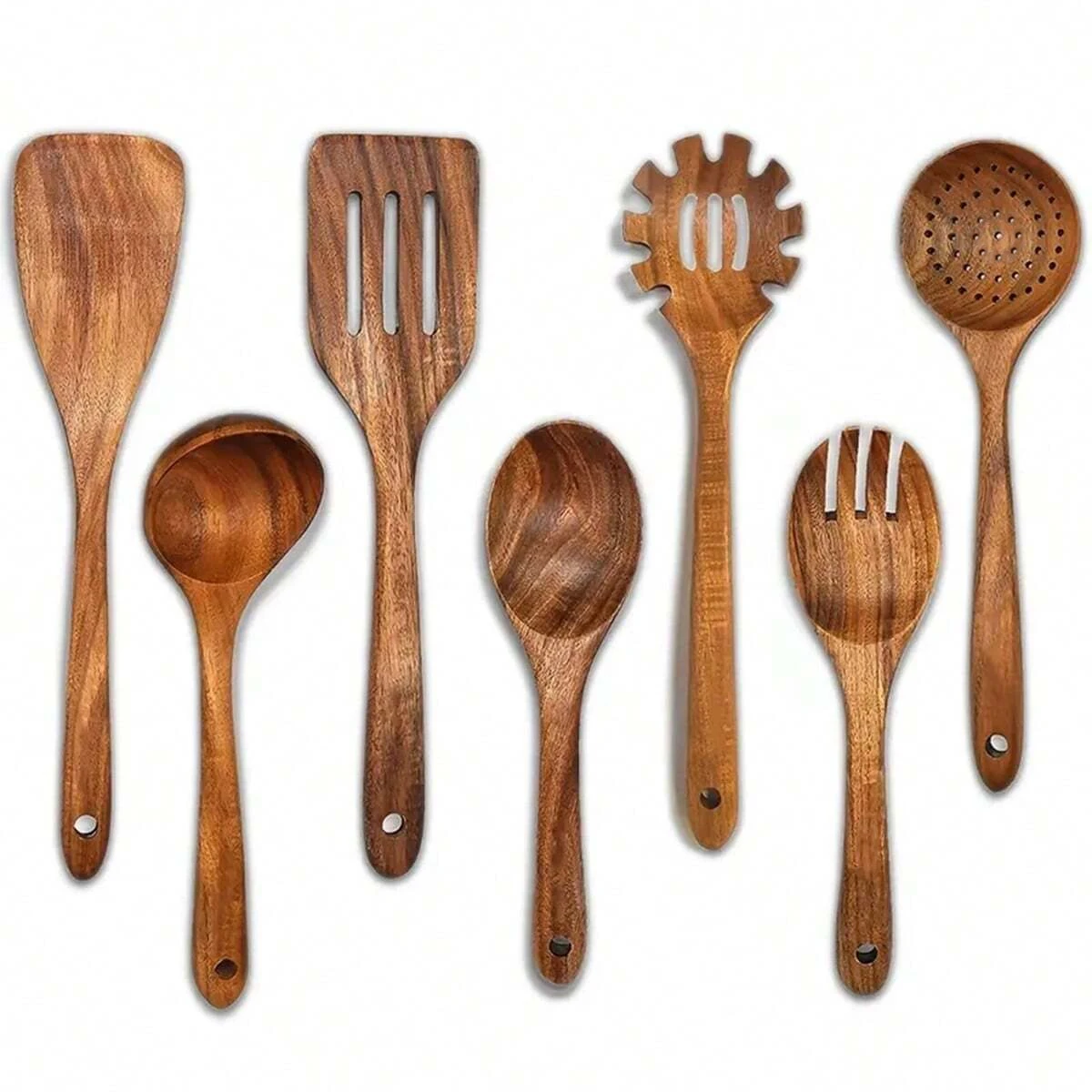

7pcs Wooden Spoons for Cooking, Wooden Kitchen Utensil Set Wooden Cooking Utensils Wooden Spatula