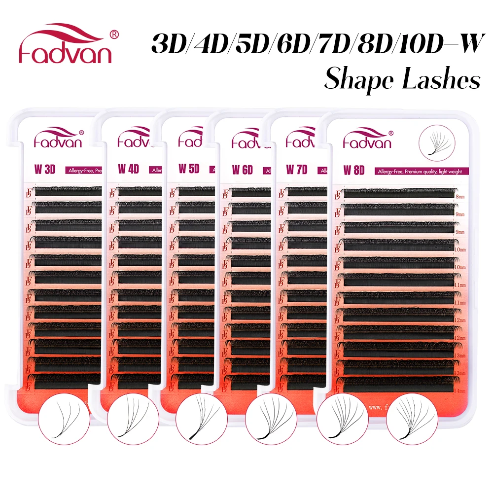 Fadvan 3D/4D/5D/6D/7D/8D W Shape Eyelash Extension Natural Faux Mink Lashes Premade Volume Fan False Eyelashes Makeup Supplies