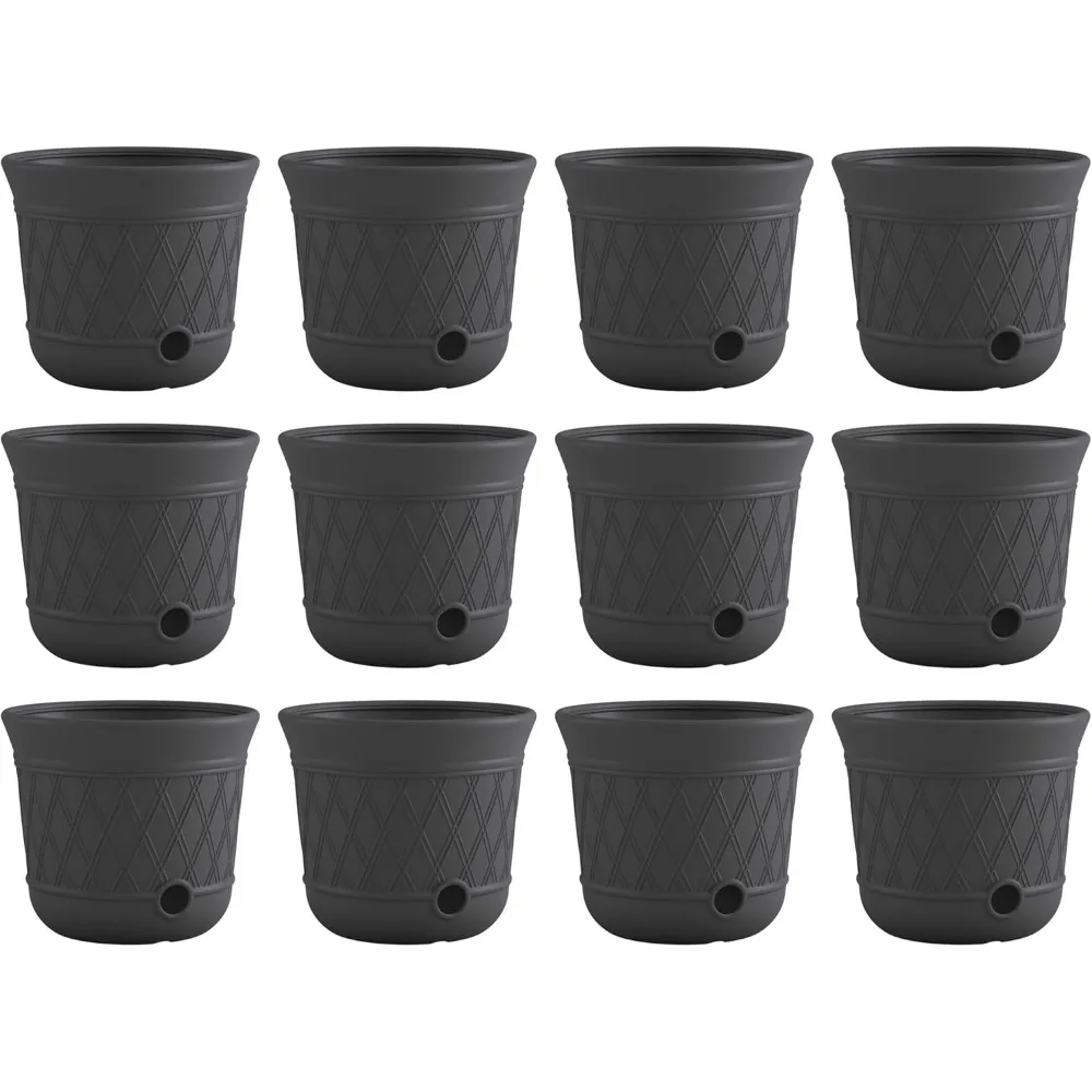 Round Plastic Decorative Weatherproof Outdoor Hideaway Standard Garden Hose Storage Pot with Drainage Holes, Outdoor Planter