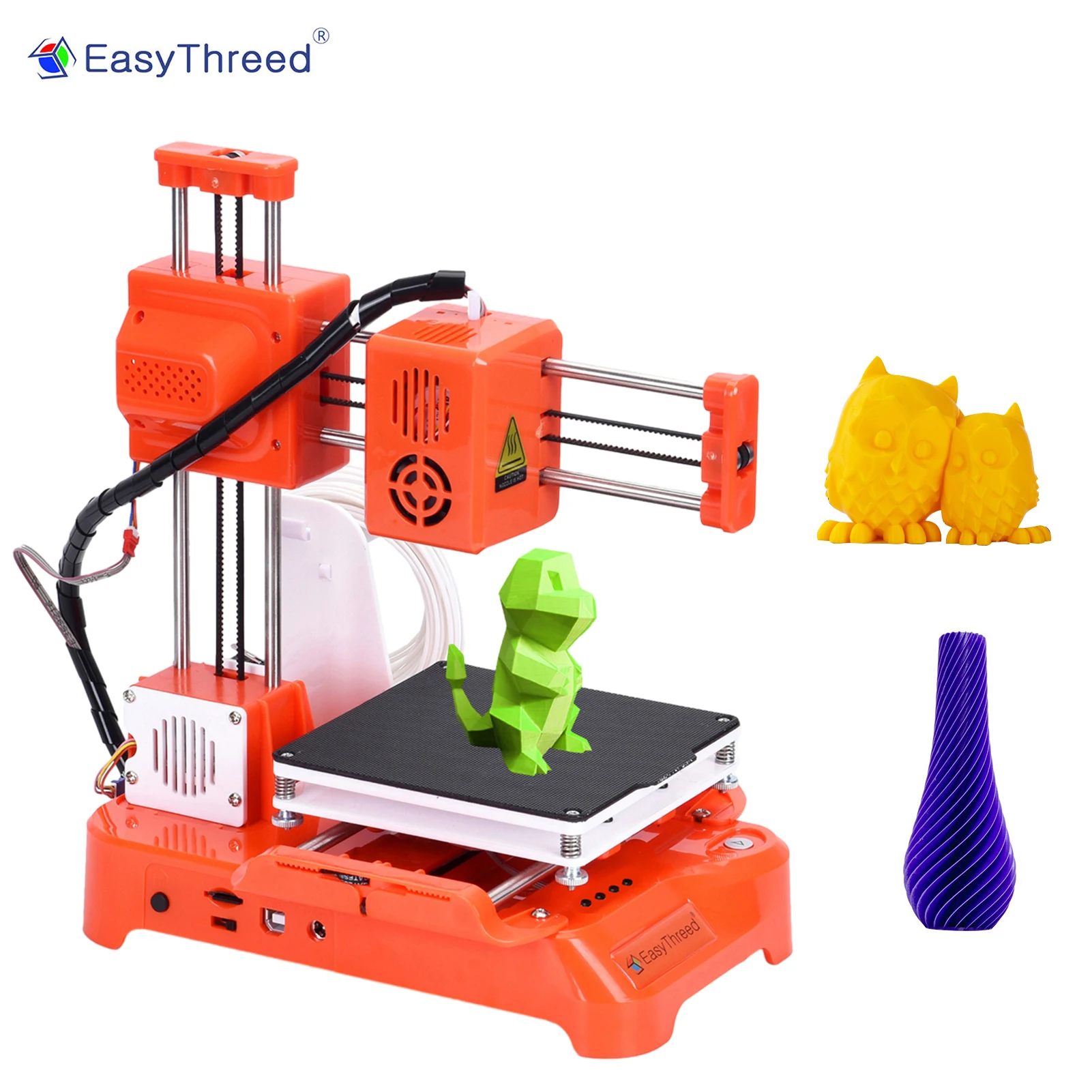 3D Printer for Kids Mini Desktop 3D Printer 100x100x100mm Print Size No Heated Bed One-Key Printing with TF Card PLA Sample Fila