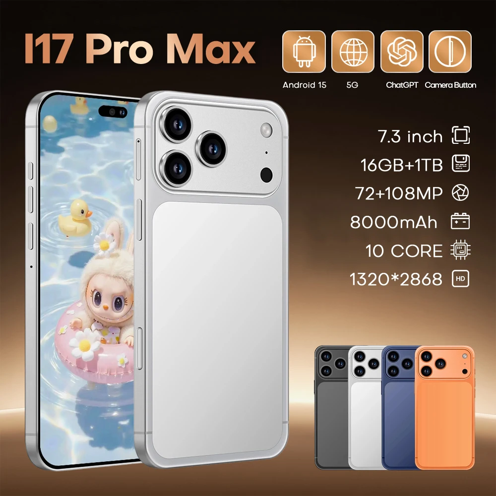 

НОВИНКА 2026: Высококачественный силиконовый чехол для I17 Pro Max 7.3" 16 ГБ 1 ТБ, две SIM-карты, двойной режим ожидания, 8000 мАч, 108 МП, Android 15.0