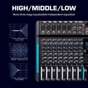 Forket-DSP FP-10 Audio Mixer, DJ Controller, 10 Reverb Channels, Mixture Recording, Bluetooth 5.0, Professional Performance, 99 12 Main DJ Controlling Sales - №9