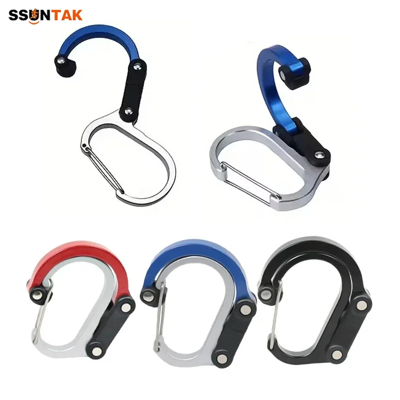 

SSUNTAK D-Type Multifunctional Aluminum Alloy Carabiner 360° Rotatable Quick-Hook Gear Clip for Outdoor Camping Travel Backpack