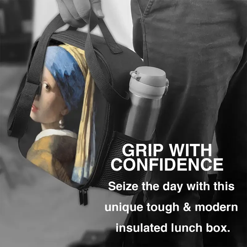 Girl With A Pearl Earring Insulated Lunch Bag for Women Vincent Van Gogh Painting Cooler Thermal Bento Box Office Work School