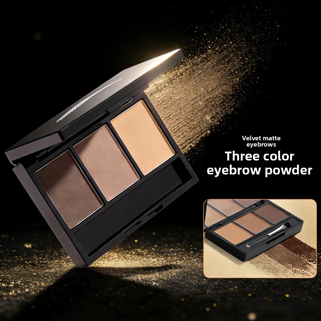 3 Color Eyebrow Powder Palette Light Color Tone Anti-smudge Sweat Resistant Eyebrow Makeup Long Lasting Waterproof Brow Cosmetic