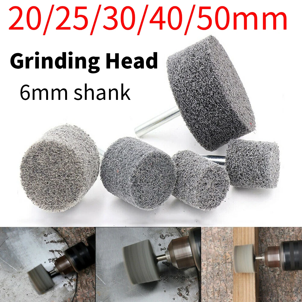 1개 연마 광택 헤드 20/25/30/40/50mm 연마 휠 연마재 6mm 샹크 드릴 그라인더 로터리 공구 액세서리