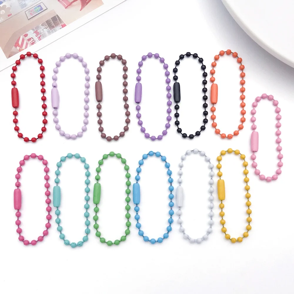50pcs 10cm Colorful Ball Bead Chains Fits Key Chain/Label Hand Tag Connector For DIY Bracelet Jewelry Making Accessory