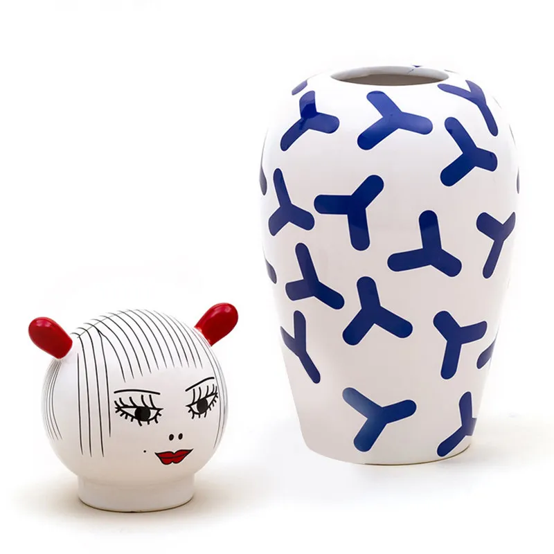 Royi Store Home Furnishing Italian Continent Doll Vase, Cute and Funny Style Decorative Ornament Ceramic Gifts