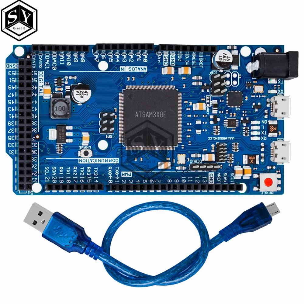 Official Compatible DUE R3 Board SAM3X8E 32-bit ARM Cortex-M3 / Mega2560 R3 Duemilanove 2013 For Arduino Due Board With Cable