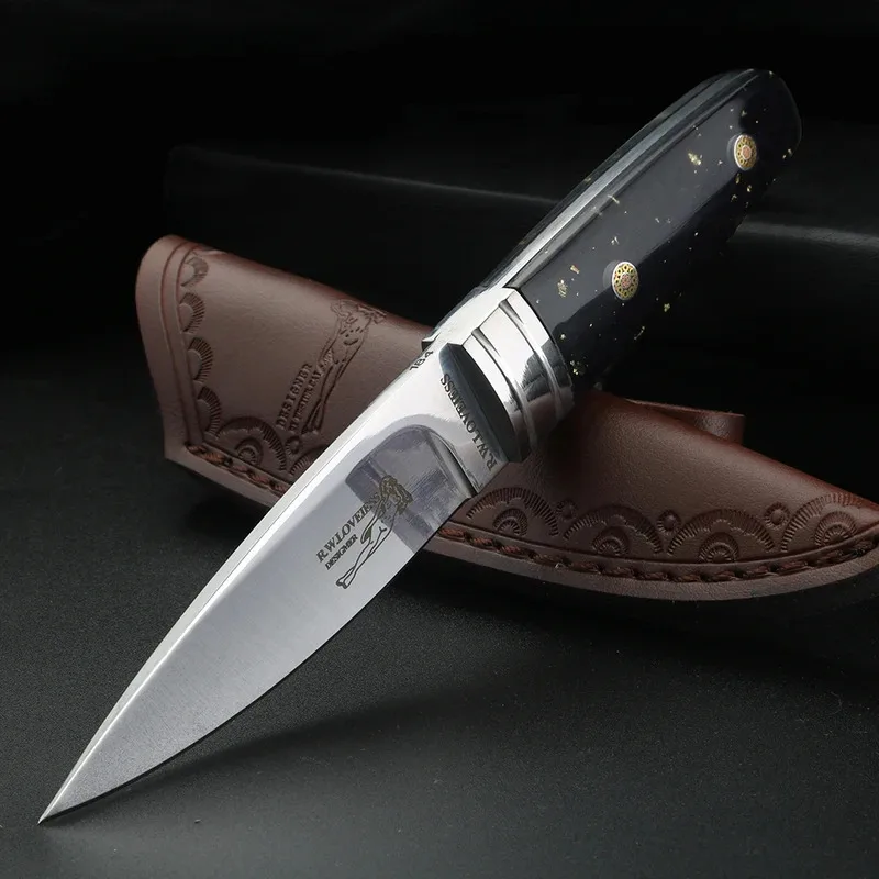 High-Hardness Nordic Small Straight High-Brightness Mirror Surface Collection Knife Camping Survival Knife Fruit Knife