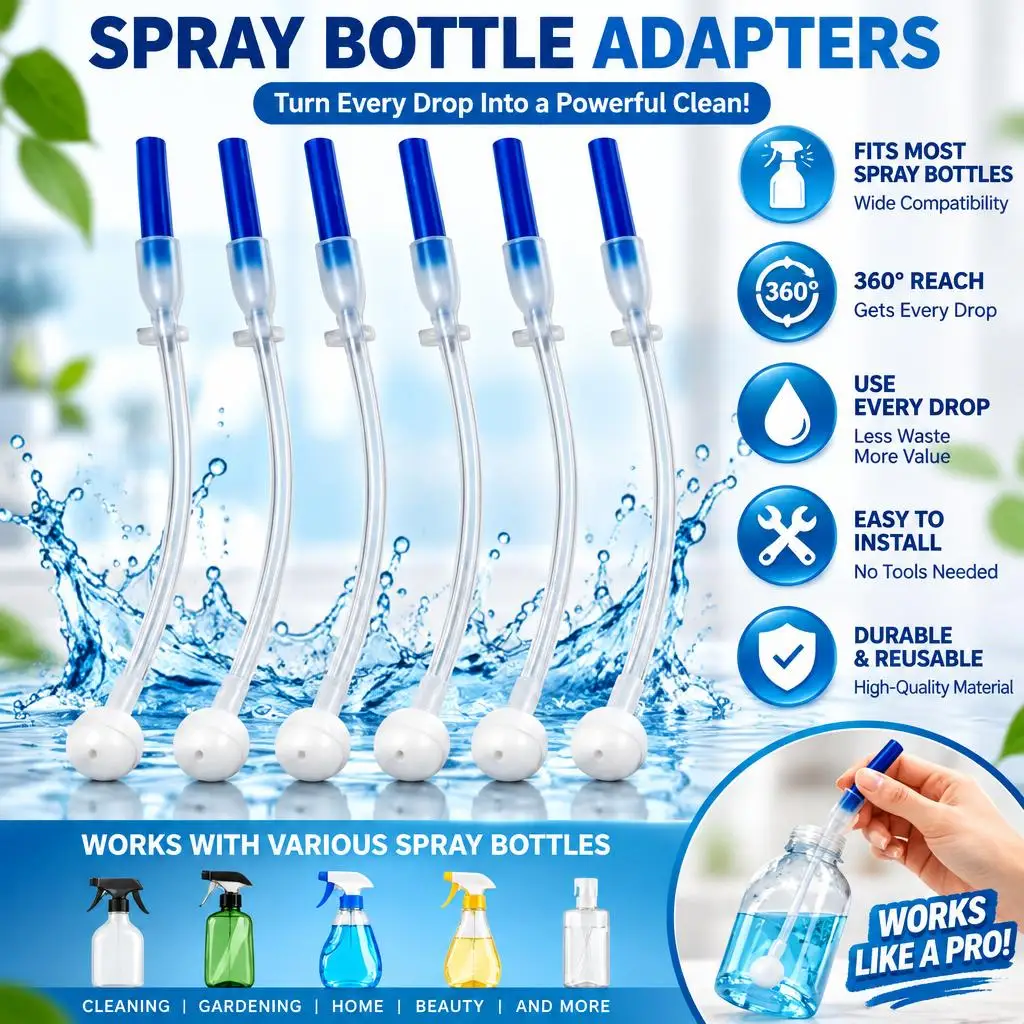 3/6set Universal Spray Bottle Adapter 360 Degree Weighted Adapter Sprayer Bottle Top Head Gardening Window Cleaning Supplies