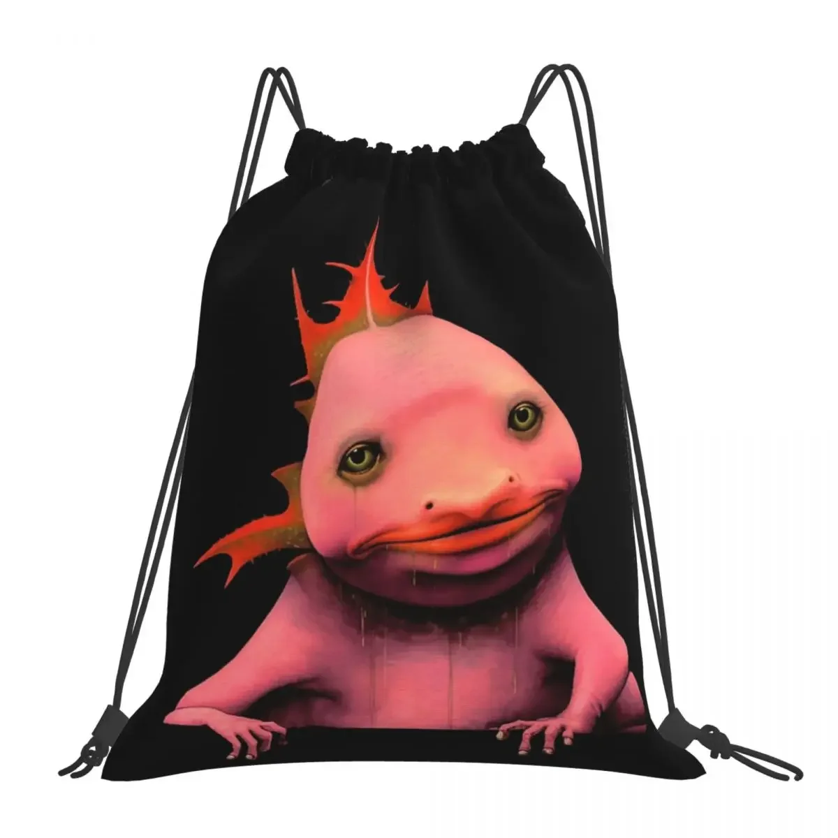 Axolotl-mochila portátil con cordón, bolsa de almacenamiento con bolsillo para viaje y escuela