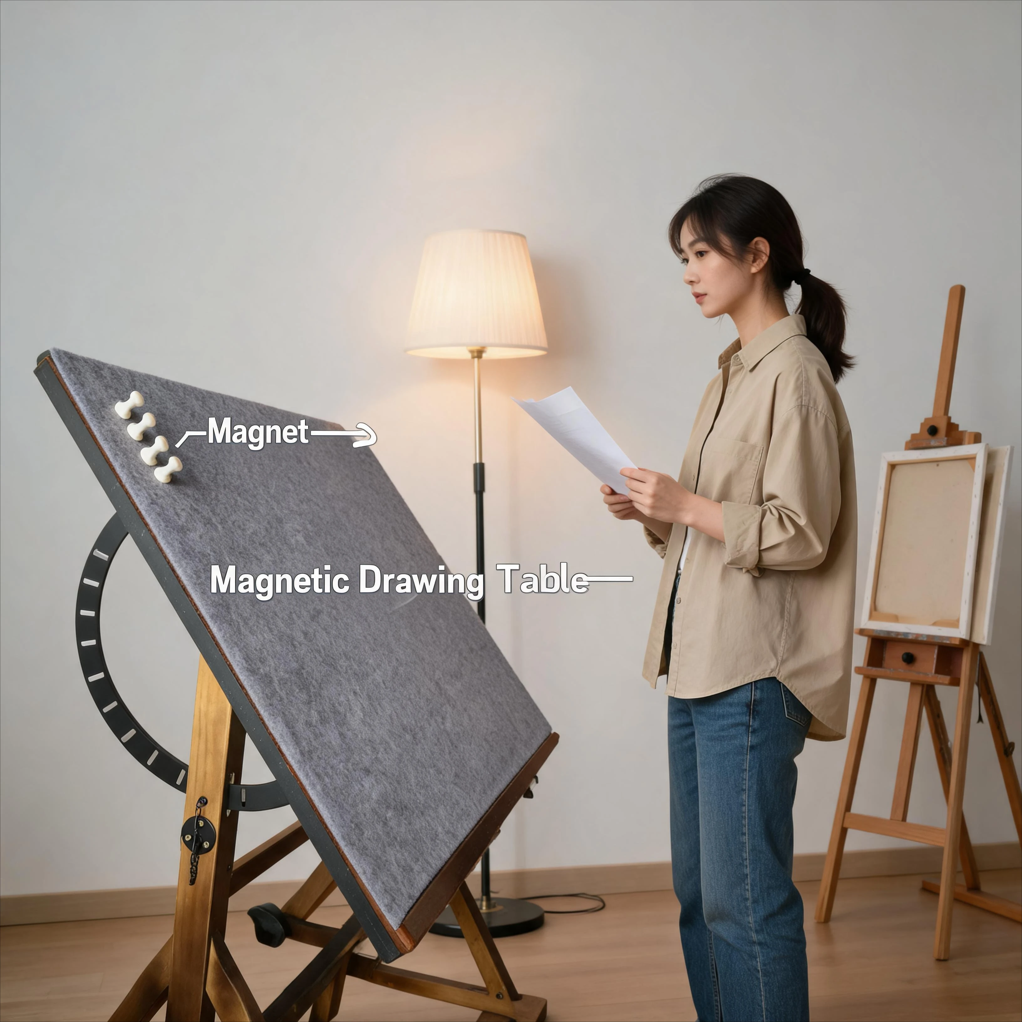 Magnetic Solid Wood Drawing Work Table Multifunctional Art Desk for Designer Calligraphy Chinese Painting Sinology Classroom