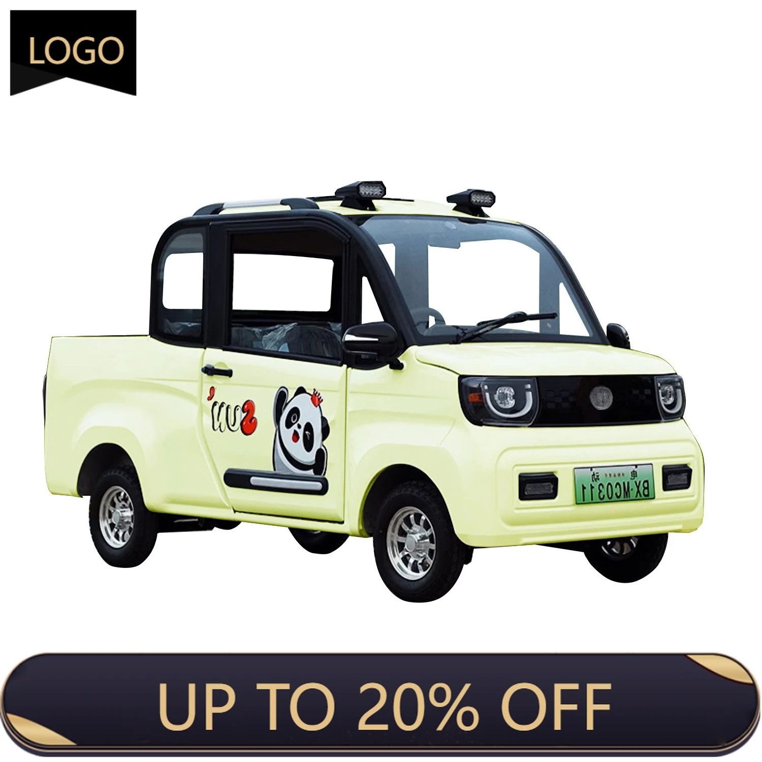 QQA Four-wheel electric mini pickup truck with dual cab maximum speed of 40 km/h, suitable for farm cargo transportation light L