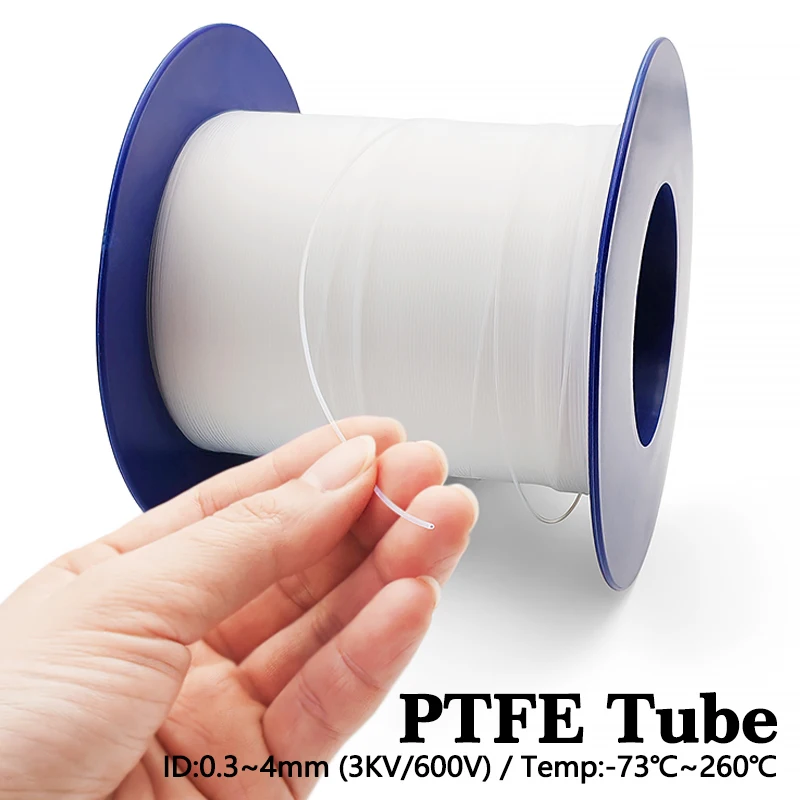 

3KV 600V PTFE Трубка ID 0,3 ~ 4 мм F4 F46 FEP Жесткая труба Шланг с капиллярной изоляцией Детали 3D-принтера Температура Коррозионная стойкость