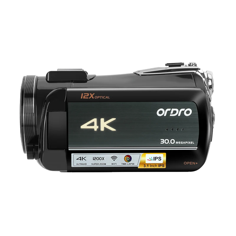 Live Stream Camera 4K Ordro AC5PLUS 12X Optical Zoom Vlog Camcorder Camara Digital for YouTube Videos Microfilm Recording