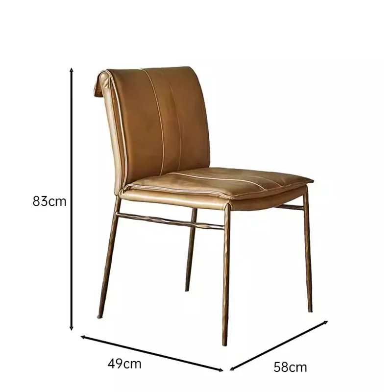 Medieval wabi-sabi dining chair leather back leisure chair