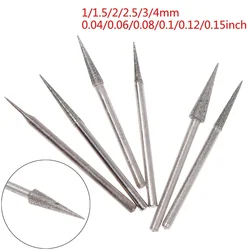 6Pcs 1-4mm Diamond Grinding Head Needle Bits Burrs Engraving Carving Tool 2.35mm Shank D