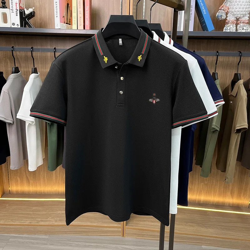 Luxusmarke Kurzarm Herren POLO Shirt Mode Boutique Bienenstickerei Design Neue Tops Sommer Freizeit Komfort Atmungsaktives T-Shirt – Detail 10