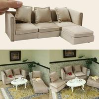 1 Set Simulation Miniature Living Room Chairs 1:12 Mini Dollhouse Furniture Milk Apricot Corner Sofa Kids Pretend Play DIY Decor