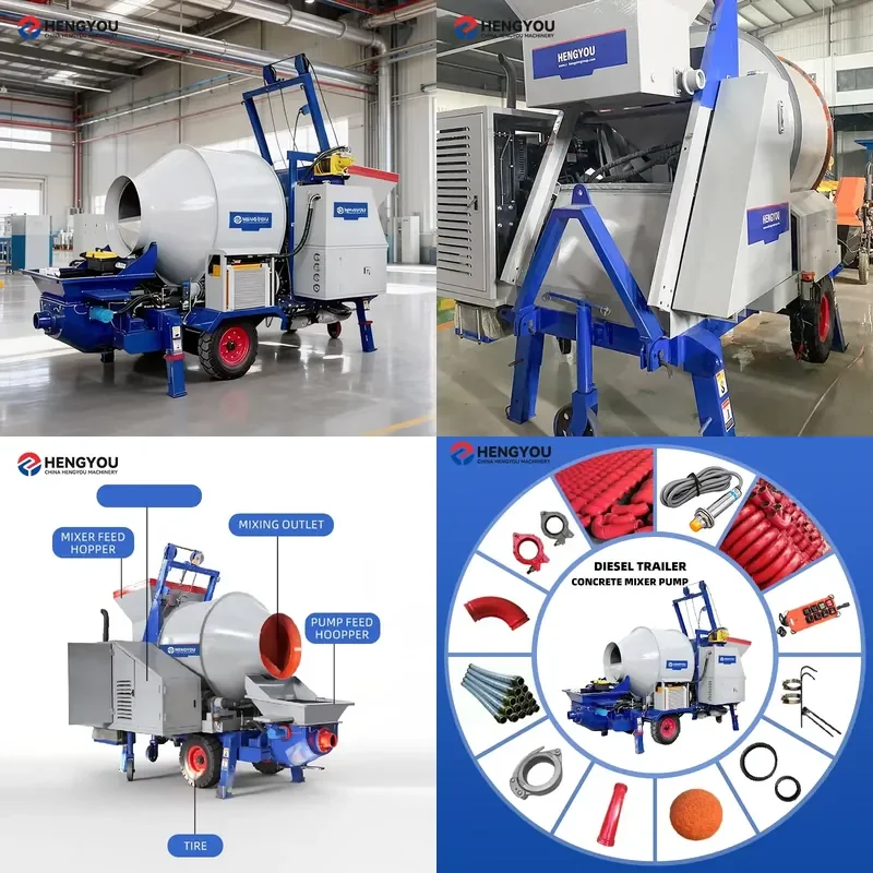 2026 CE /Electric Mini Trailer Concrete Pump Mixer with 110m Vertical Reach and 30m³/h Productivity for High-Rise