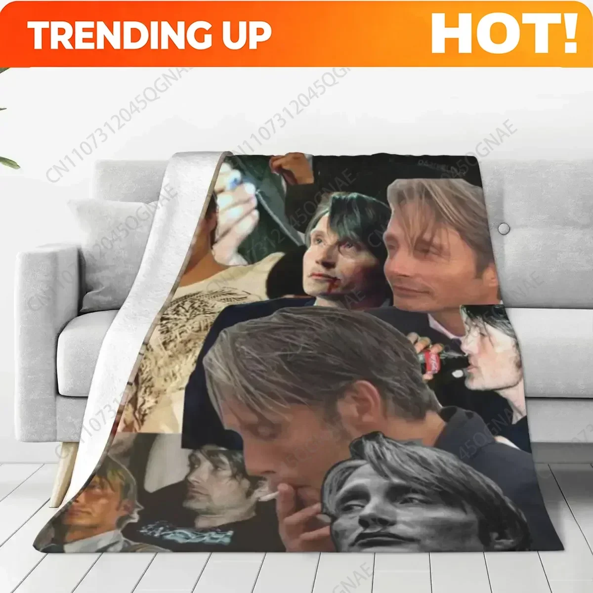 Mads Mikkelsen Warm Soft Blanket Actor Star Photos Airplane Travel Throw Blanket Winter Funny Flannel Bedspread Sofa Bed Cover