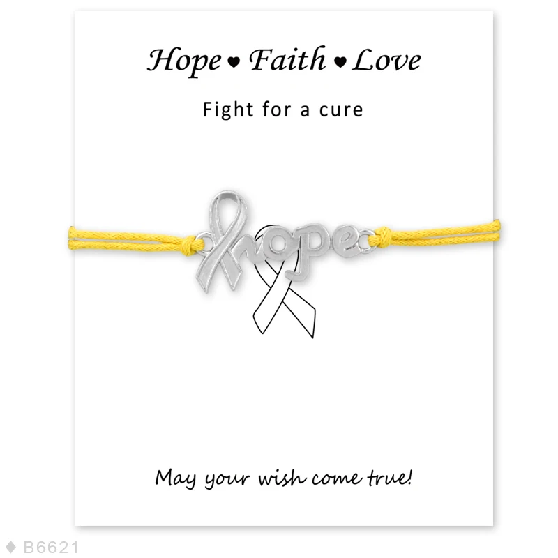 Yellow Ribbon Hope Faith Love Charm Bracelets Women Men Unisex Jewelry Drop Shipping