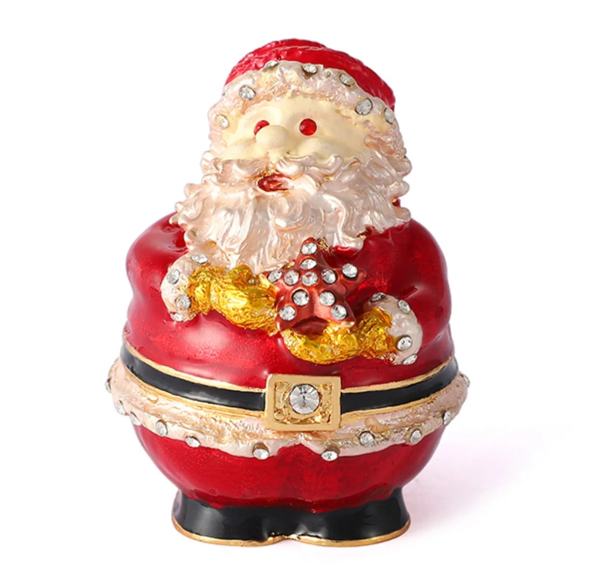 QIFU Metal Craft Lovely Santa Claus Trinket Box for Christmas