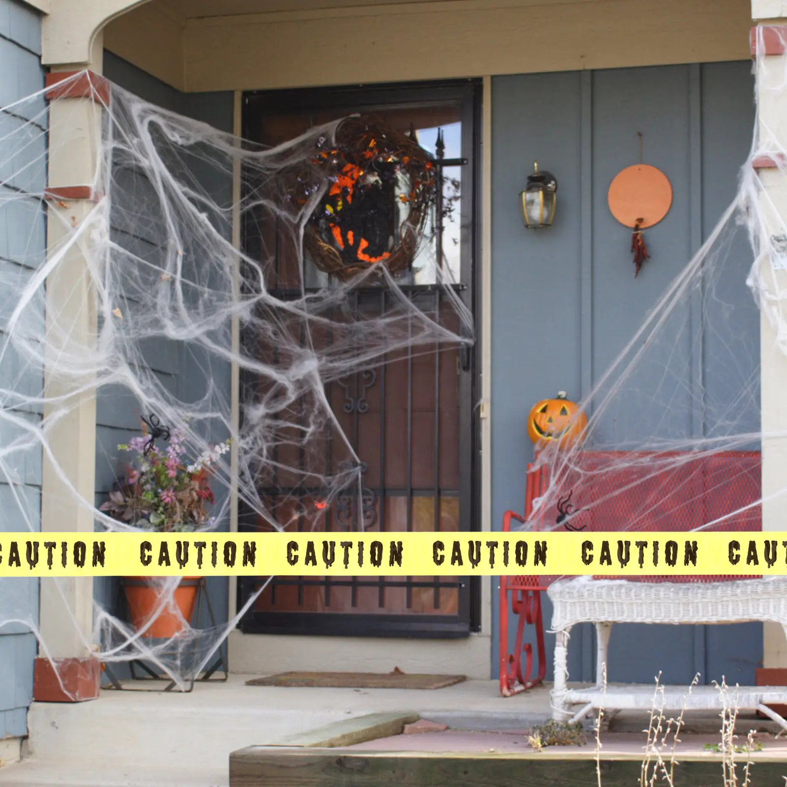 

Halloween Caution Tape Roll Bold Warning Messages DIY Party Decorations Indoor Outdoor Spooky Festive Hazard Tape