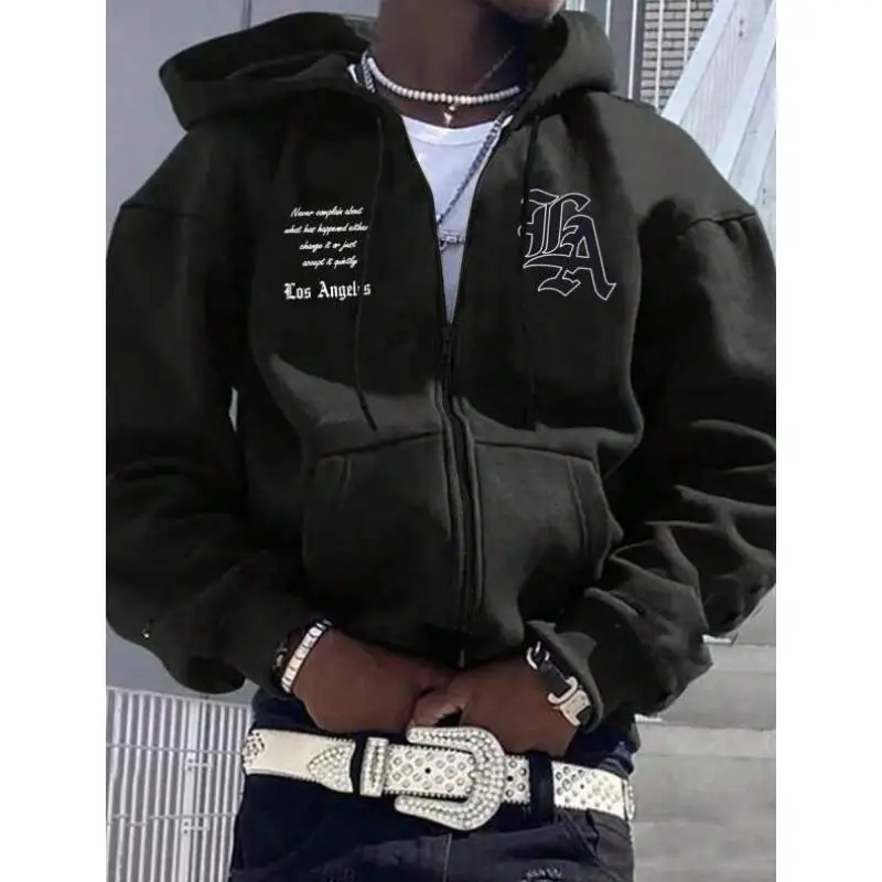 

Loose Men's Hoodie Sweatirt Autumn Sle Brandl CON928 Seven Sve Crossbody Print Dstring Casual Sportswear Set