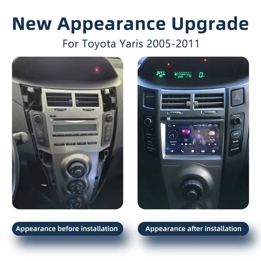 12G 256G Android 13.0 Car Multimedia Player CarPlay GPS Navigation Bluetooth 4G WiFi DSP Car Radio For Toyota Yaris 2005-2011