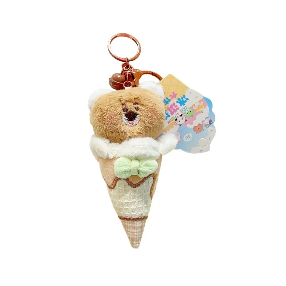 Accessori per borse Orso Portachiavi cono gelato Gatto mentale Portachiavi animale in peluche Morbido dolce cono Zaino Ciondolo per bambini