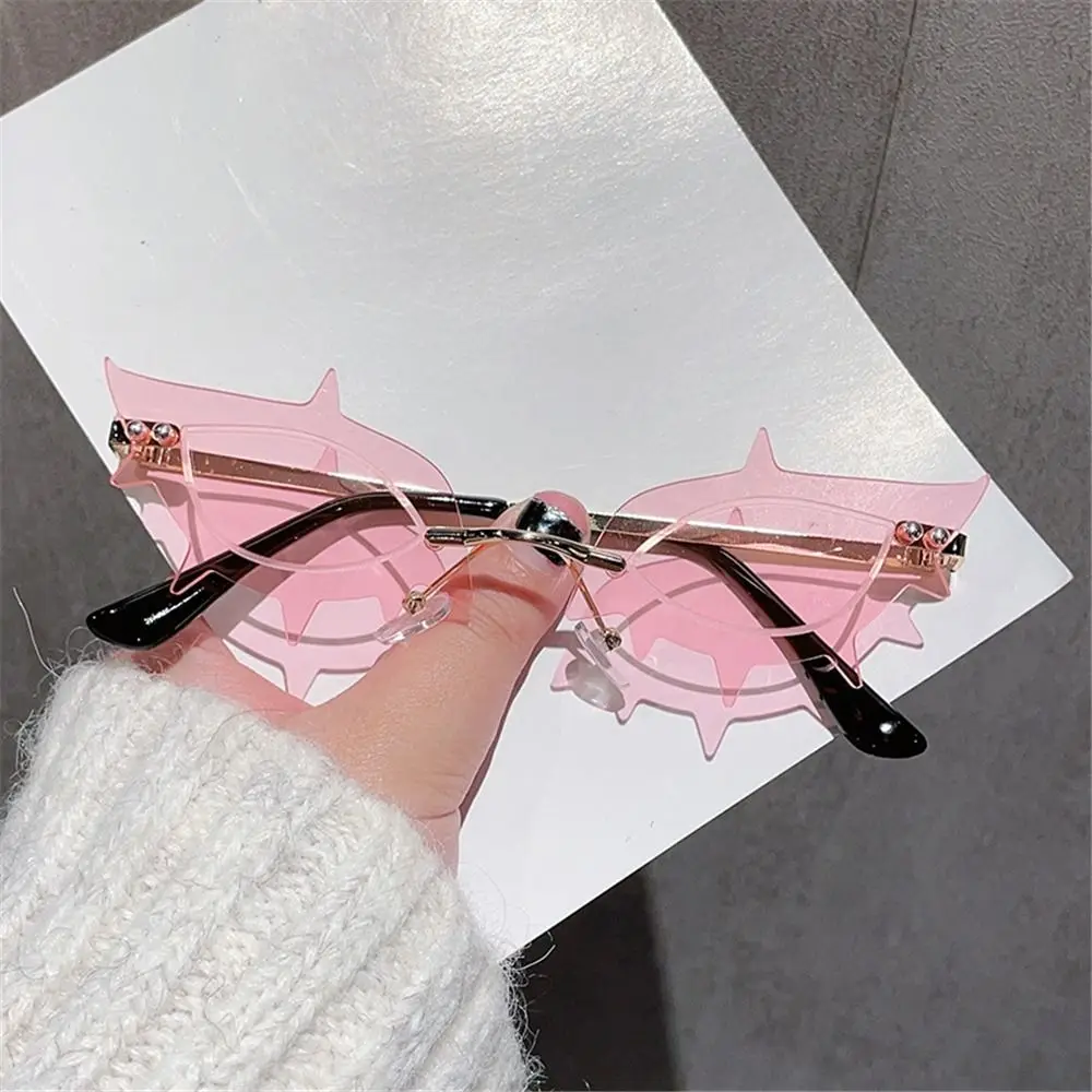 Rimless Party Hip-Hop Sunglasses Funky Tinted Lens Frameless Y2k Sunglasses Sea Cucumber Eyes Spike Sunglasses for Women