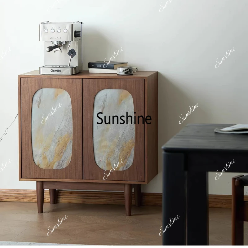 

Medieval black walnut side cabinet Italian minimalist living room storage cabinet