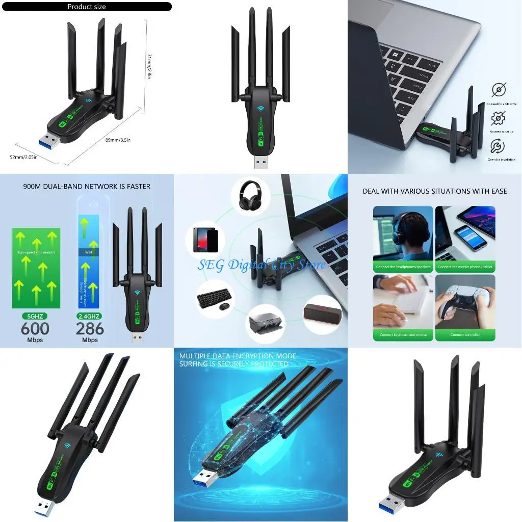 

U75B AX900 USB3.0 Wireless Card 3000Mbps WiFi 6 Technology Two Band Internet Adapters