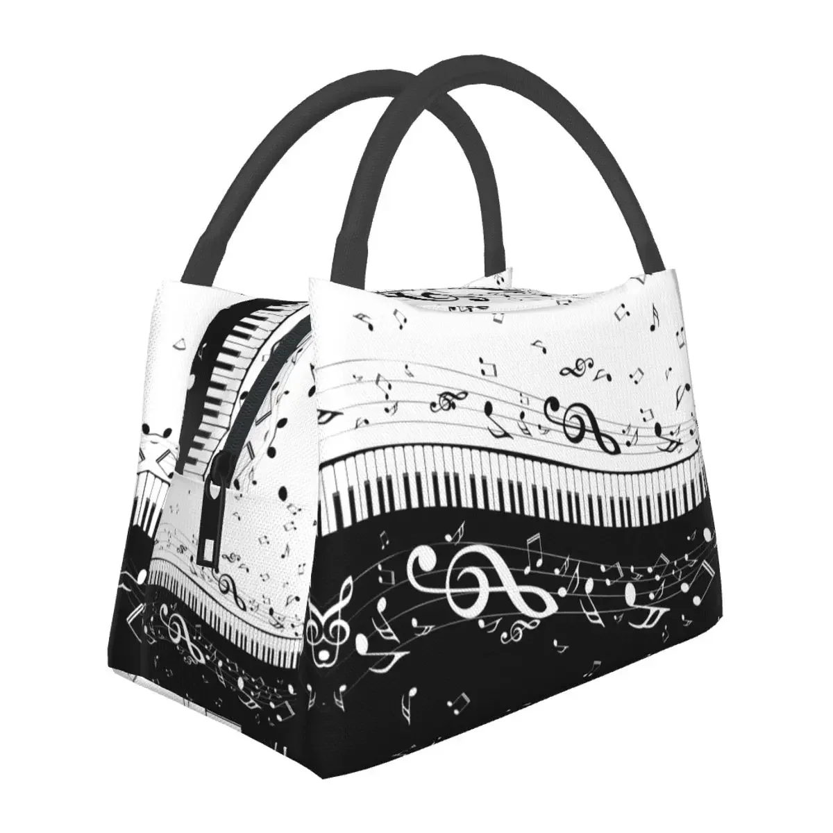 Pianist Lunch Bags Aesthetic Piano Keys Thermal Cooler Bag Portable Picnic Musical Notes Pianos Music Oxford Lunch Box