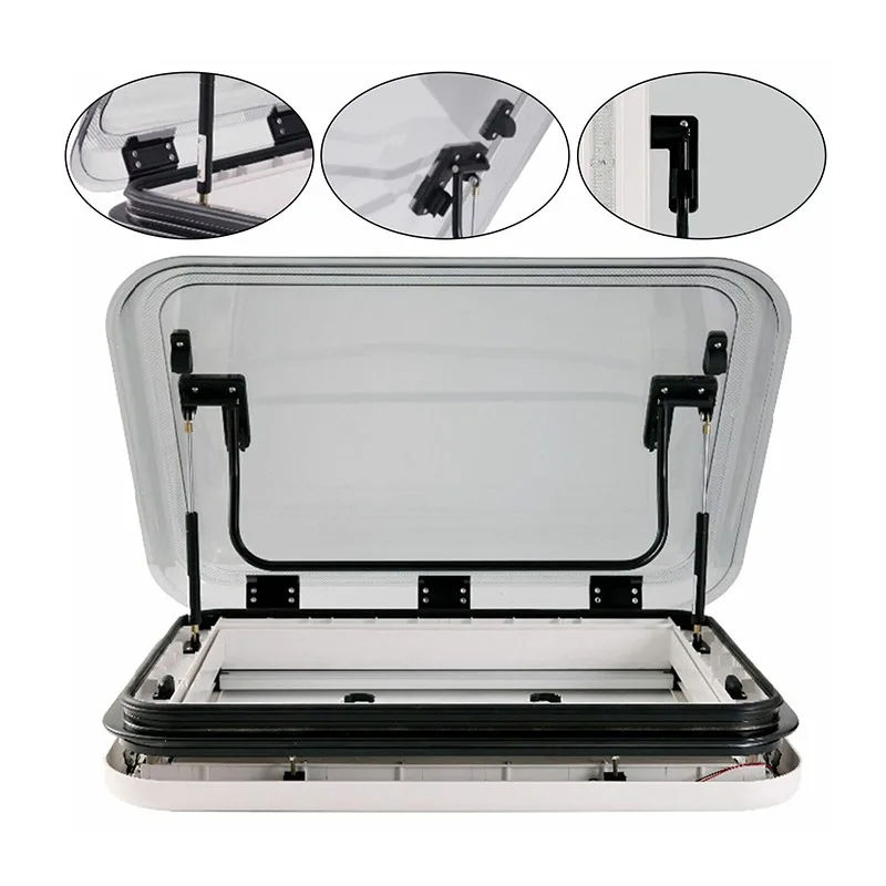 ATVAluminum Caravan RV Daylighting Roof Window Skylight With LED Light Anti-Mosquito Flynet