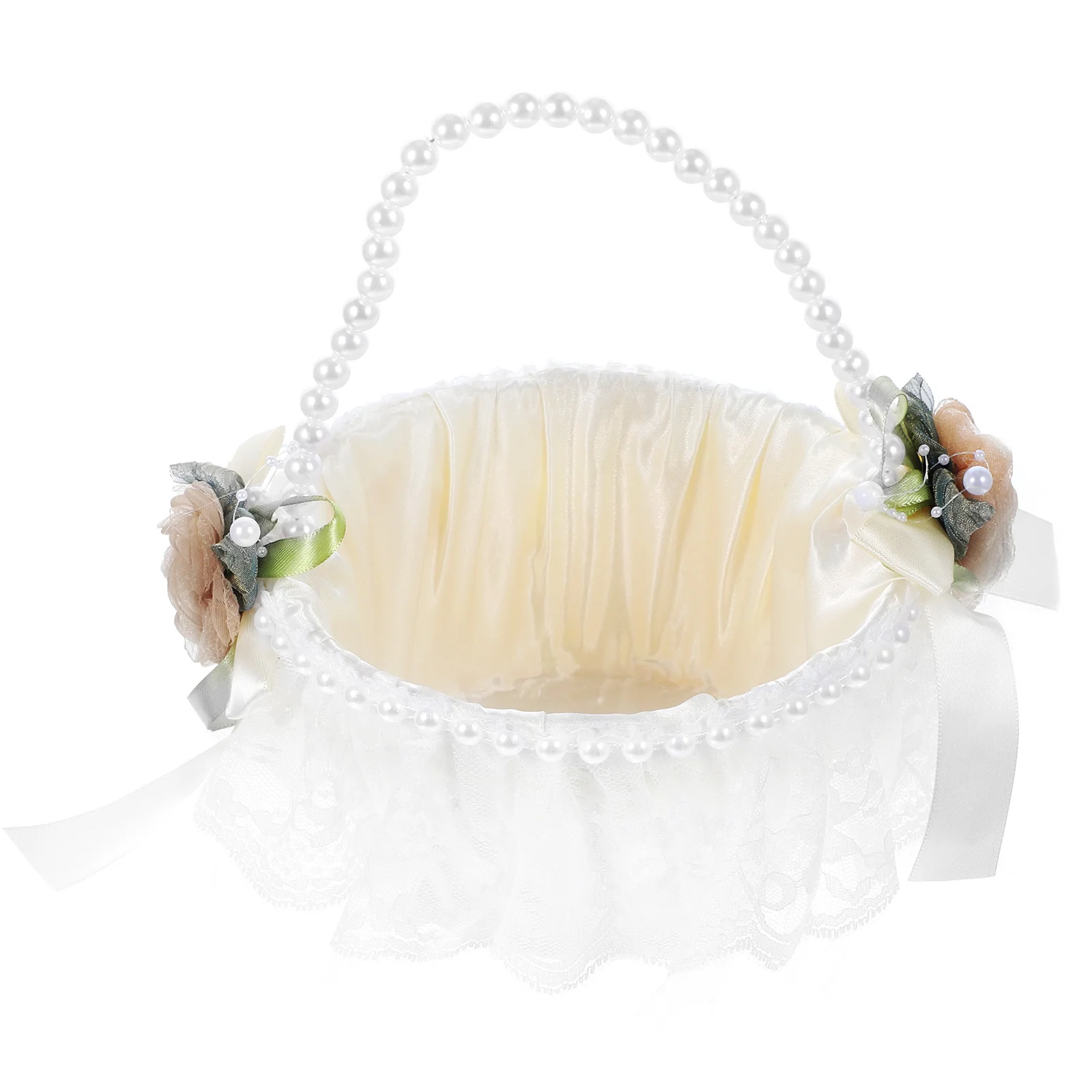 سلة زهور الزفاف الساتان المحمولة لزهرة حفل الزفاف حامل بتلات الورد سلة صغيرة لوازم الزفاف